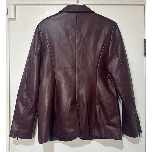 Women’s Plum Faux Leather Blazer Jacket - Picture 11 of 16